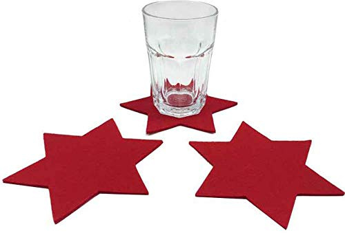 3X Untersetzer Stern S, rot (20 cm) - Glasuntersetzer, Filzuntersetzer, Tischdeko Weihnachten