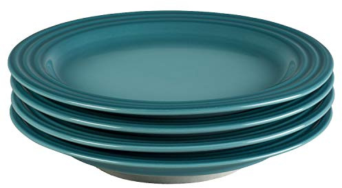 Topjey Le Creuset Stoneware Set of 4 Salad Plates, 8.5 each, Caribbean