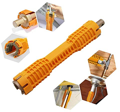 Multifunctional Plumbing Tools Basin Wrench(8in1) Faucet and Sink Installer Faucet Wrench Removal Tool,Water Pipe Spanner Tackle for Plumbers and Homeowners