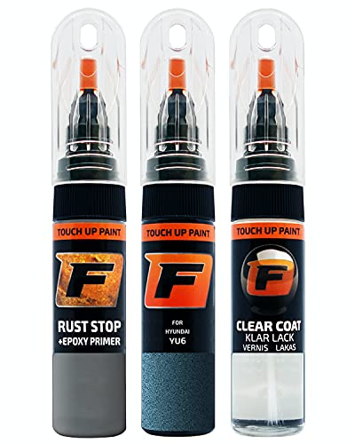 FIRANTO Lackstift Autolack Reparaturset für Hyundai YU6 Blue Spirit - 3-in-1 Autolack Kratzer Reparaturstift 15ml Grundierung, Klarlack