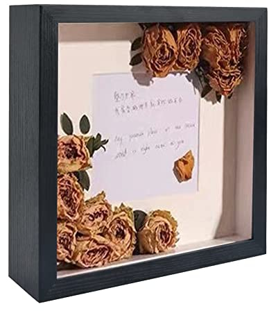 3D Bilderrahmen zum Befüllen 22.5x22.5cm,Tiefer Bilderrahmen für Befüllen Objekte bis 6.6cm,Objektrahmen zum Befüllen für Wandbehang oder Desktop,1 Stück,Schwarz