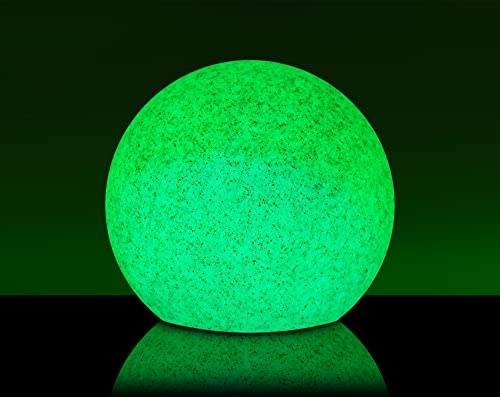 SCHWAIGER 660135 Solar Leuchtkugel Outdoor Kugelleuchte Außenlicht RGB LED Lichtsensor Farbwechsel Steinoptik 20cm Durchmesser IP44 spritzwassergeschützt