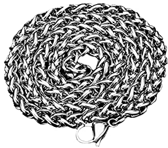 KnSam Edelstahl Kordelkette 60 cm, Halskette Edelstahl Herren Silber Zopfkette Breit 6MM Freundschaftsketten