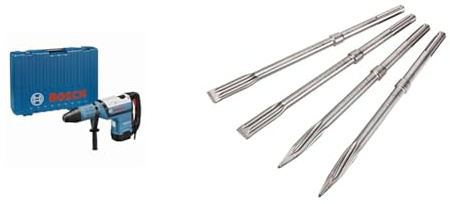 Bosch Professional Bohrhammer mit SDS max GBH 12-52 D (19 J Schlagenergie, inkl. Zusatzhandgriff, im Handwerkerkoffer) + 4tlg. Meißel Set SDS max (Zubehör Abbruchhammer)