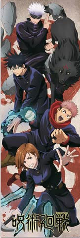 empireposter Jujutsu Kaisen - Group - Poster Plakat Druck - Grösse 53x158 cm + 2 St Posterleisten Alu 63 cm