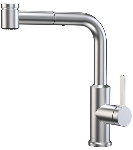 CECIPA Wasserhahn Küche Ausziehbar mit 2 Wasserstrahlarten, Hochdruck Küchenarmatur mit Brause Ausziehbar, Spültischarmatur Küche 360° Drehbar, Einhebel Mischbatterie Küche, Amatur Küche Edelstahl