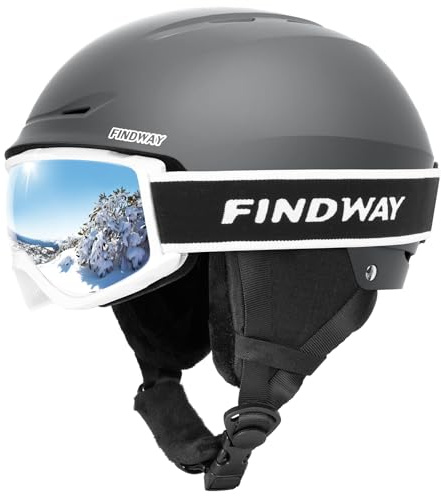 Findway Ski Helmet Set, Snowboard Helmet with Goggles for Adults [Shockproof] Safety Durable ABS Shell and Protective EPS Foam Inner Shell, Snow Sports Helmet and Glasses for Men Women Youth