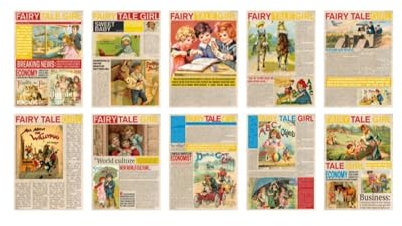 Scrapbook-Zubehör 60 Blatt/Stapel, Märchen-News-Thema, Vintage, dekoratives Scrapbooking-Material, DIY-Tagebuch, Album, Schreibwaren, Collage, Hintergrundpapier Scrapbook-Aufkleber (Color : G)