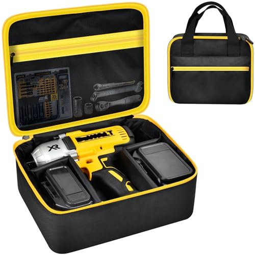 Impact Driver Bag Case Compatible with DEWALT 20V MAX XR DCF845B DCF900B DCF961B DCF891B DCF899B DCF900P1 Cordless Wrench Kit, Carring Holder Fits for Ryobi Impact Gun(Box Only)-Yellow Zipper