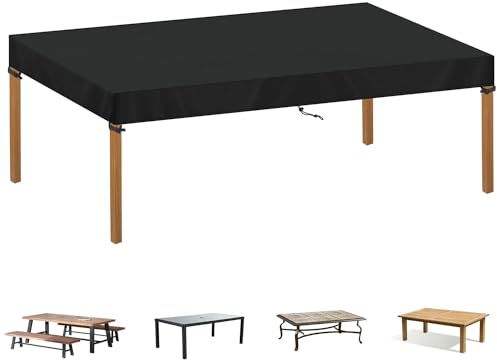 SIMPHAUS Housse de table de jardin imperméable et anti-UV en tissu Oxford 420D pour meubles de jardin, 240 x 100 x 15 cm