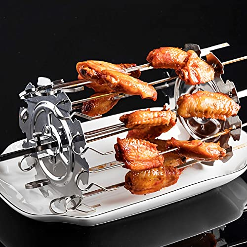 QINGLANG Kebab - Máquina giratoria para freidora de aire, parrilla de acero inoxidable con 10 pinchos antiadherentes, máquina de pinchos de carne para la mayoría de las freidoras de aire, parrillas