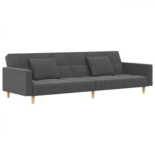 vidaXL Schlafsofa 2-Sitzer, Sofa mit 2 Kissen, Schlafcouch für Wohnzimmer Heimkino Büro, Couch Sofabett Tagesbett Gästebett, Hellgrau Stoff
