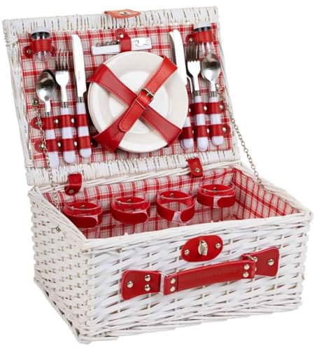 Wanderlust deco Picknickkorb für 4 Personen, Weiß