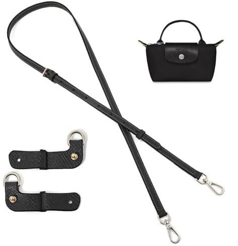 Kabwea Echtes Leder Schulterriemen Trageriemen Handtaschengurt Pouches Conversion Kit Crossbody Frauen Leder Schultergurt Tragegurte Geldbörsenriemen (Schwarz)