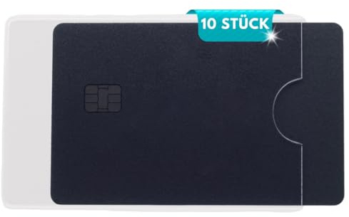 Festland DESIGN® Ausweishülle, Kartenhülle 10 Stück für Bankkarten, Kreditkarten Hülle, Kartenetui, Ausweis, EC Karten Schutzhülle, Personalausweis, Kreditkartenetui für Geldbörse transparent