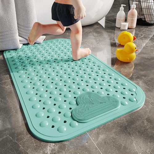 ZEXVPVAX Duschmatte Anti-Rutsch-Massagematte für Das Bad Fußmassage-Badewannenmatte Bodenmatte mit Saugnäpfen für Die Drainage für Badezimmer Hotel(Green,80 * 120cm)