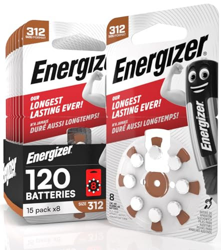 120 Pilas para Audífonos Energizer Tamaño 312 Marrón sin Mercurio - 15 Paquetes de 8 Pilas