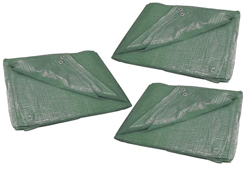 3 x Light Duty Waterproof Green Tarpaulin 2m x 3m (6 x 10ft) Ground Sheet Lightweight Camping Car Garden 55 gsm Cover Tarp