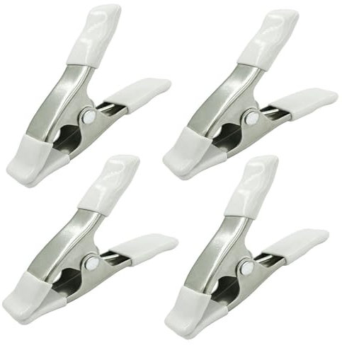TopHomer 4PCS Woodworking Clamps, White, Heavy Duty Spring Metal Spring Clamps with Soft Cushion and Ergonomic Handle, for Woodworking, Backdrops, and Small Projects (White)
