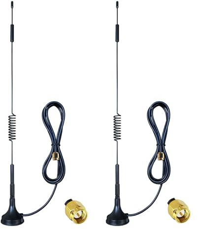 Dixingtek GSM 3G 4G LTE SMA Magnetic Antenna, Compatible with 4G LTE Router Game Camera Network Card IP Camera Video Security Camera IoT Cellular Phone 2 Pack 1-Meter Cable Spring 4G Antennas