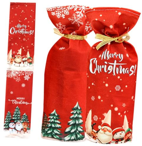MAGICLULU 1 Satz Weihnachtsflaschen-Set Dekorationen Whiskey Wein Flaschendekoration Weihnachten Flaschenverpackung Weihnachten Weihnachtsaccessoire Dekorativer Flaschendeckel Stoff 4 Stück
