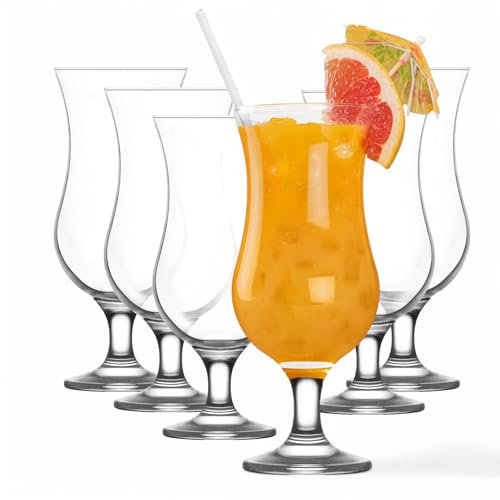vienberg Fiesta - Lot de 6 verres à cocktail - 460 ml - Hauteur : 20 cm - Verres à long drinks - Verres Pina Colada - 100 % sans plomb - Fabriqués en UE