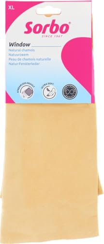 Sorbo Pelle di camoscio naturale XL – 38 x 59 cm – in vera pelle di pecora – ad alta potenza – per pulizia senza aloni – per vetro, specchio, auto – Morbido, durevole e riutilizzabile