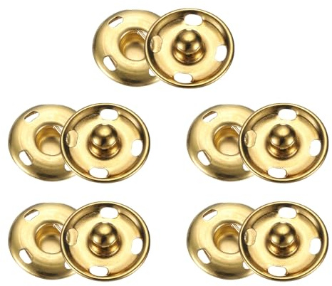 QUARKZMAN 5 Set 17mm Druckknöpfe Set, Metall Knöpfe Ersatz Knopf Nähknöpfe Nähzubehör für Herren Damen Bastel Jacke Kleidung Jeans Taschen Geldbörse Handtasche Schuhe (Gold)