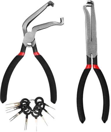 Automotive Electrical Disconnect Pliers, Electrical Connector Pliers Hose Clamp Clip Electrician for Cars with Terminal Removal Tools Fuel Line Tool Disconnect Set for Spark Plug (Red, Black)