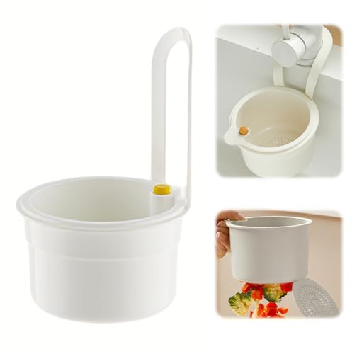 Sieb für Spülbecken, Snap-Button Spülbecken Sieb Wasserhahn Hängend, ohne Hände zu verschmieren, Abnehmbare silikon Waschbecken sieb, für Waschen/Organizer in Küche (Weiß)