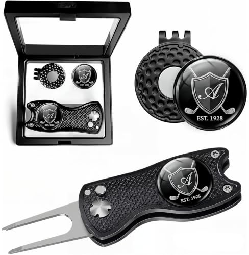 ZENTEE Personalisierte Golfball-Marker und Golf-Pitchgabel Geschenk-Set, personalisierte magnetische Ballmarker, Hut-Clips, Golf-Pitchgabel-Reparaturwerkzeug, Golf-Geschenke für Golfer