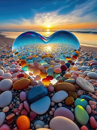 Puzzle 1000 pièces, puzzle adulte 1000 pièces cœur galets plage puzzles classiques comme cadeau et décoration murale