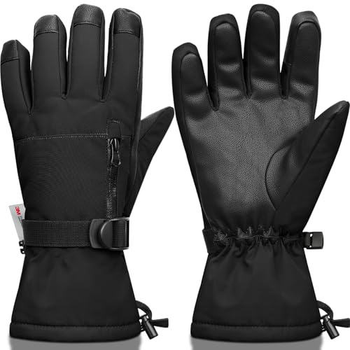 Odtmger Snow Gloves,Touchscreen Ski Mittens,Warm Cold Weather Ski Gloves for Parent Boys Girls