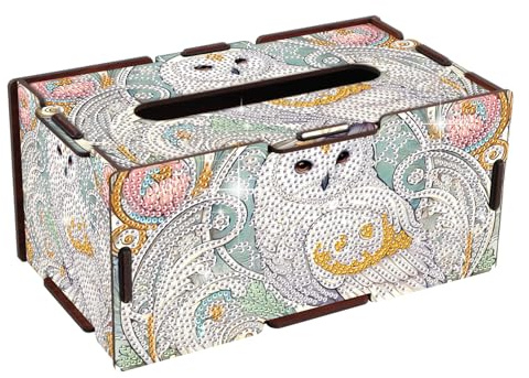 DCIDBEI Diamond Painting Boîte à Mouchoirs 22x12cm Broderie Diamant Distributeur de Mouchoirs pour La Maison Boite a Mouchoir Organisateur Multifonction pour Mouchoirs et Lingettes Hibou Chouette