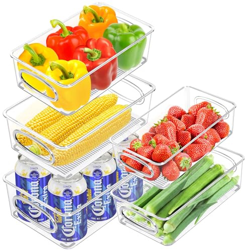 IPOW Juego de organizador para nevera 5 tamaños diferentes, contenedores de almacenamiento apilables para despensa, ideal para nevera, cocina, escritorio, cajones, etc.
