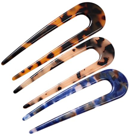 WOFASHPURET 3 pièces Épingles à Cheveux Françaises Acétate Lot de Fourches U pour Cheveux Épais et Fins Accessoires Élégants pour Chignons Femmes