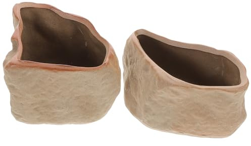 SUPVOX con Textura de Piedra para Suculentas de Cerámica 2 Macetas Pequeñas con Drenaje, para Cactus y Bonsáis, Adorno de Escritorio de Interior