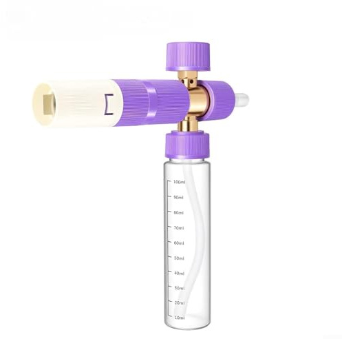 Pulverizador de espuma de 100 ml con conector rápido de 1/4 pulgadas diseñado para aplicaciones de limpieza de alta presión, con ángulo de boquilla ajustable y materiales químicamente resistentes