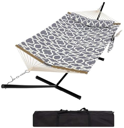 Garvee Hamaca De Exterior Resistente para 2 Personas con Soporte Metálico De 3,6 m - Capacidad De 203 kg - Acolchada y Antidesgarro - Portátil para Jardín, Patio o Playa