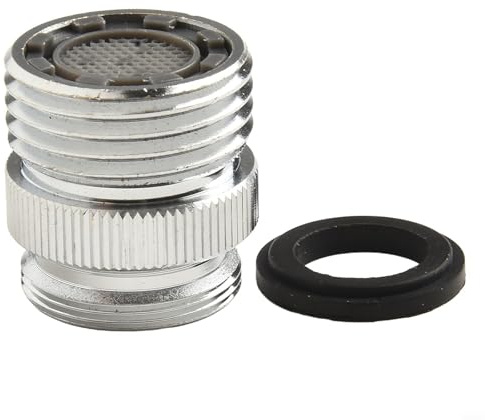 Cushteg Adattatore da rubinetto in ottone da 3/4 a tubo da giardino con aeratore per controllo spruzzi, per rubinetti aeratore rimovibili, montaggio maschio 15/64-27 o femmina 15/9-27, grigio