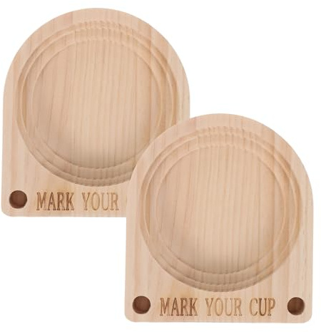 HEALSOPTHY Portavasos de Madera 2 Piezas con Ranura para Marcador, Soporte Compacto para Vasos Desechables Tamaño Estándar, Organizador Rústico para Fiestas, Cocina, Picnic y Oficina