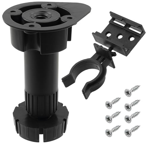 AERZETIX Kit de 10 Pieds de Meubles réglables 100-150 mm / 5 Clips pour plinthe / 55 vis