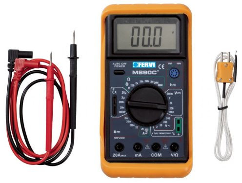 Multimetro Digitale Con Sonda Per Misurazione Temperatura, Continuità Sonora e Controllo Diodi FERVI T050