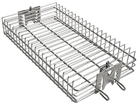onlyfire 6042 BBQ Stainless Steel Flat Spit Rotisserie Grill Basket for Any Grill, Fits 1/2 Hexagon, 3/8 Hexagon, 3/8 Square&5/16 Square Rotisserie Spit Rods