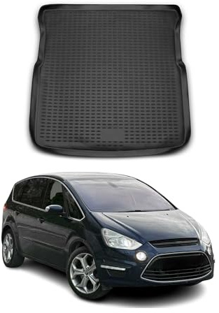 OMAC Kofferraumwanne für Ford S-Max 2006-2015 TPE Schwarz | Kofferraummatte, Laderaumwanne, Allwetter, fahrzeugspezifisches Produkt, Antirutsch, 3D-Passform, wasserdicht