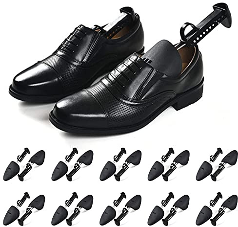 PHABULS 10 Pairs of Adjustable Length Shoe Trees for Men, Shoe & Boot Trees, Men Shoe Tree Stretcher, Boot Holder Organizers, Shoe Form Plastic, Heel Support (10)
