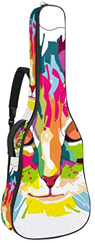 Gitarren-Gigbag, wasserdicht, Reißverschluss, weicher Gitarren-Rucksack, Bassgitarre, Akustik- und klassische Folk-Gitarre, Kunst bunt, Katzenkopf kreativ