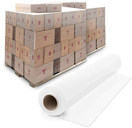 Merrimen Heavy Duty Pallet Stretch Shrink Wrap Roll | Strong & Secure Packaging Plastic Cling Film | Ideal for Packing, Moving Heavy Objects and Shifting Fragile Items | (Clear, 400mm x 250m)