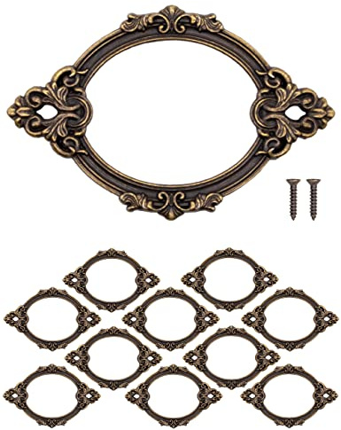 FUXXER 10x Etiketten Fenster Rahmen Messing Bronze Antik Barock Design, 67x44 mm, bronze