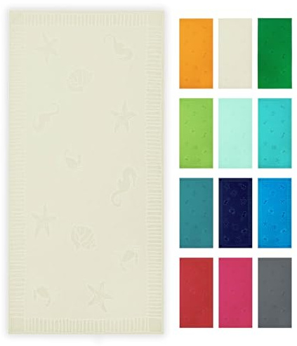 ZOLLNER Toalla de Playa Grande, 100x200 cm, 100% algodón, Beige